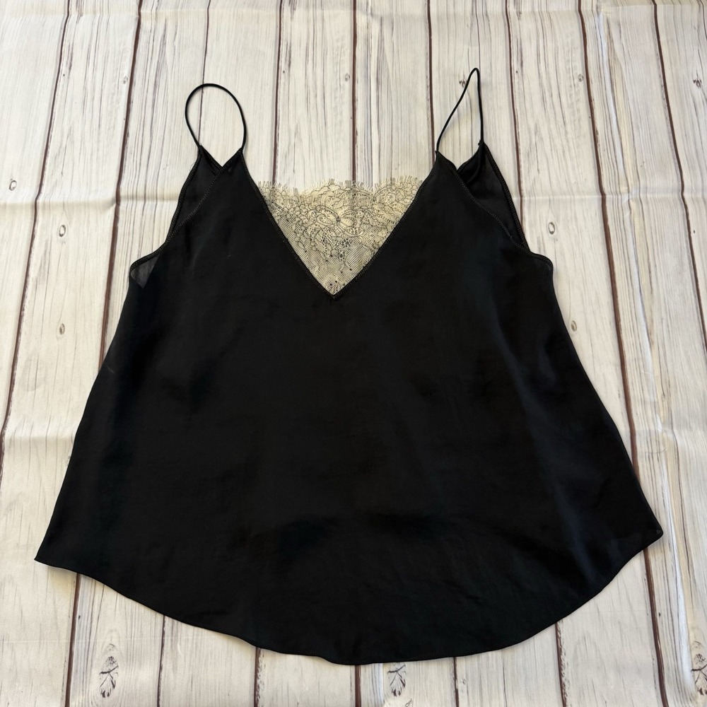 Free People women XS Deep V Lace Bandeau Cami Satin Tank Top Straps‎